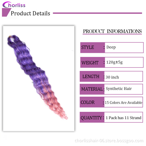 Wholesale Hot Selling Goddess Ombre Curly Water Wave For Women 30 Inch Deep Wave Crochet Braids In Synthetic Braiding Extensions